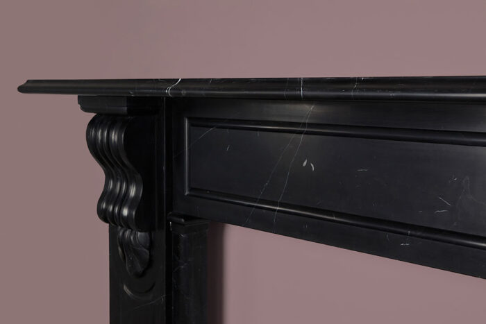 Nero Marquina marble Victorian lintel fireplace