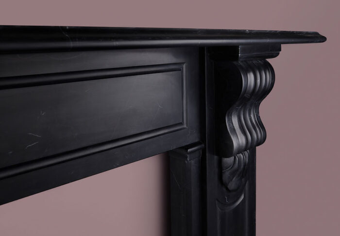 Nero Marquina marble Victorian lintel fireplace