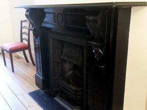 Victorian antique lintel fireplace made of Belgium black marble