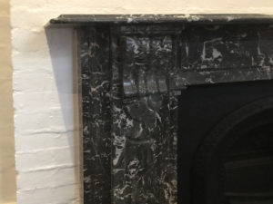 Victorian fully restored antique lintel fireplace with corbels and drops made of St Annes marble