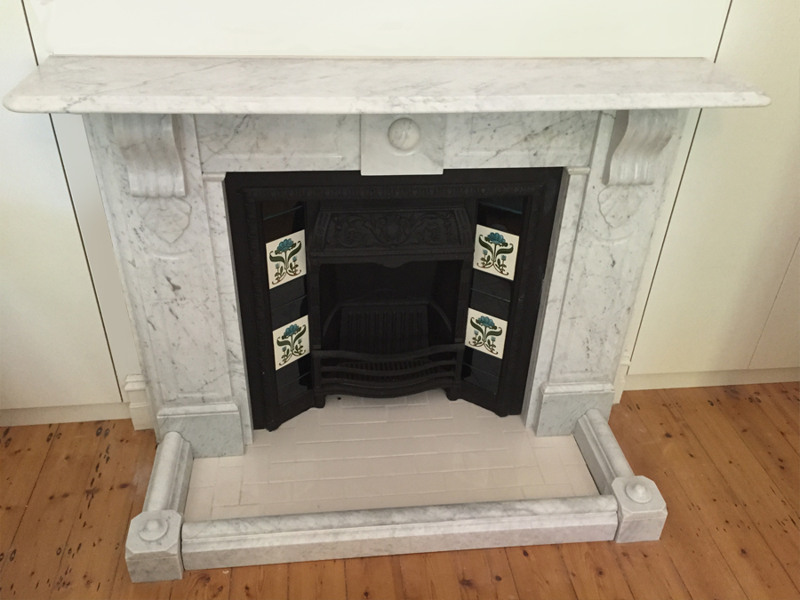 Victorian antique lintel fireplace after restoration