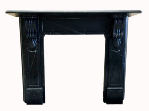 Victorian style lintel fireplace made of Black Marquina marble