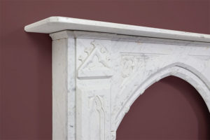 Gothic antique fireplace made of Italian White Carrara