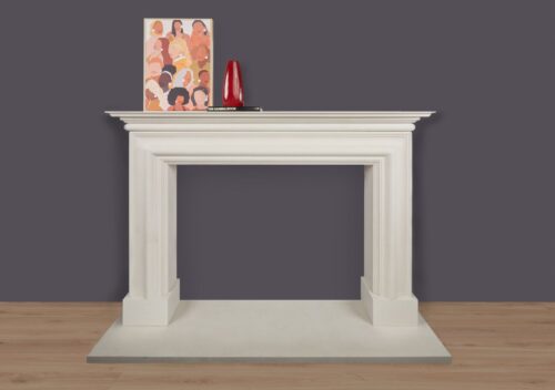 contemporary bolection limestone fireplace