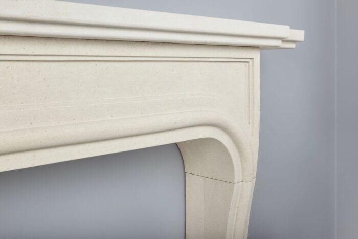 French provincial limestone fireplace surround